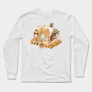 Cottagecore Mice Climbing Gingerbread House Long Sleeve T-Shirt